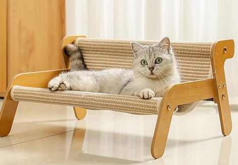 Cat Hammock, 2-in-1 Cat Scratch Pad and Cat Couch for Most Cats, Sisal Cats Scratcher Bed for Home Indoor, Cat Hammock Gifts for Cats