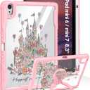 For iPad mini 7 A17 Pro 2024/Mini 6 2021 Case 8.3 Inch - Women Cute Girls with Stand & Pencil Holder Cover Girly Design Pretty Kawaii Protective Hard Funda for iPad mini 7th/6th Gen (Castle)