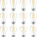 Ascher 60 Watt Equivalent, E26 LED Filament Light Bulbs, Warm White 2700K, Non-Dimmable, Classic Clear Glass, A19 LED Light Bulb with 80 CRI, Pack of 12