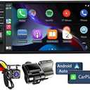 Naifay Double Din Car Stereo with Dash Cam | 7INCH Touchscreen Car Radio Receivers Support with Apple Carplay & Android Auto, Bluetooth, Backup Camera, Mirror Link, Voice Control, SWC, FM/USB/TF/AUX