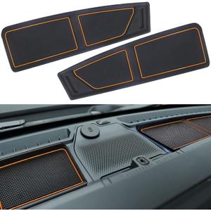Dash Cover Tray for Ford Bronco Accessories 2021 2022 2023 2024 2025 2026, Dashboard Mat, Anti-Slip Silicone Insert, Anti Dust Interior, Dash Pad Liner for Bronco 2/4-Door (2pcs, Orange Trim)