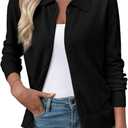EVALESS Cardigan Sweaters for Women Wool Blend Lightweight Trendy Long Sleeve Lapel Collar Button Down Sweater Cardigans (Black, M)