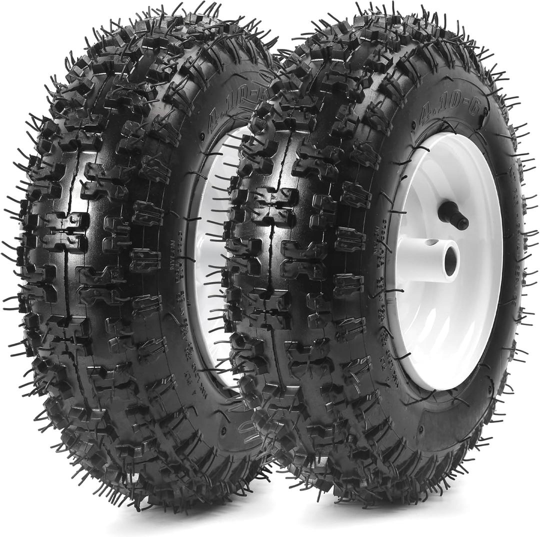 AR-PRO 13x4.10-6 Snow Blower Tire Assembly, 4PR Tubeless Tire with Steel Rim, 3/4" Bore Hole & 4.2" Offset Hub, Compatible with Ariens 07101238 (2-Pack)