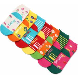 7 Days of the Week Gift Box 7 Pairs Kids Girls Novelty Soft Crew Socks for Sports Running Athletic Gifts