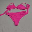 ZAFUL Women's Tie Knot Front Spaghetti Strap High Cut Bikini Set Swimsuit Medium