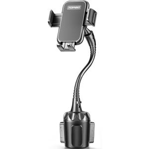 TOPGO Cup Phone Holder for Car [2025 Upgraded Ultra-Sturdy & Non-Shaking] Car Phone Mount with Adjustable Long Gooseneck Cell Phone Automobile Cradles for iPhone 16 Pro Max and More Smartphone - Black