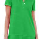 Kissonic Women's Polo Dress Short Sleeve V Neck Ruffle Hem Casual Summer Golf Tennis Mini Shirt Dresses, S