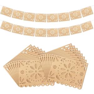 4 Pack Cielito Lindo Party Decoration Wooden Papel Picado Banner Dia De Los Muertos Ofrenda Altar Decor Fiesta Mexican Wedding Banner for Cinco De Mayo Baby Shower(Classic)