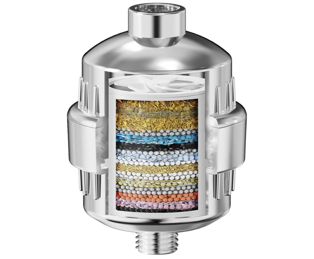 20 Stage Shower Head Filter,Revitalize Hair,Skin Nails While Purifying Water,Prevent Scale Buildup,High Output Fan Technology Softener Hard Water 99% Remove Lead,Chlorine,Fluoride and Chemicals,Chrome