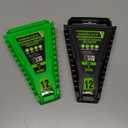 2-Piece Magnetic Wrench Organizer, Metric & SAE Portable Plastic Wrench Holder, 24-Slot Total, Foldable Carrying Handle for Wall-Mounted, Easy-Open Lock Cover, Wrenches Storage Rack Tool for Tool Box