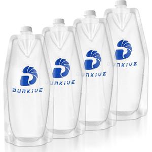 Filter 1L Collapsible Water Bottles Foldable Travel Water Bottle for Traveling, Hiking, Camping, Backpacking - Lightweight, Reusable, Clear Design - 4  33.8oz(4 Pack)