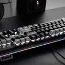 Hexgears GK735 Wired Full Size Mechanical Keyboard, Aluminum Housing Built for Gamers w/Kailh Box White Switch, White Backlit + Surrounded by RGB Light Strip, 104 Keys Gaming Keyboard for PC/Mac
