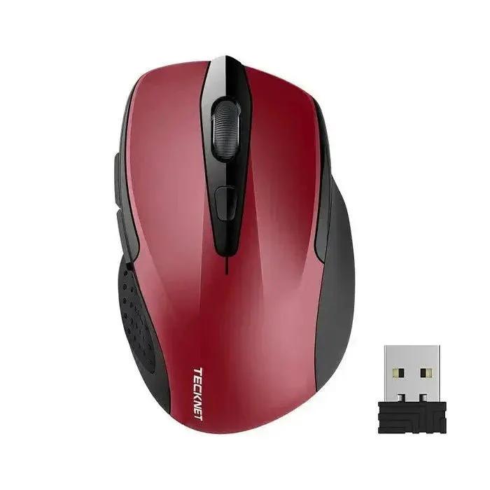 TECKNET Classic 2.4G Wireless Silent Ergonomic Mouse M003 - Red