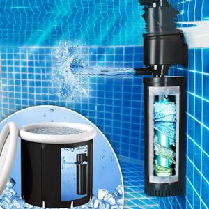 TARARIUM 400GPH Cold Plunge Filter for 100-800 Gal U-V Sanitation, Cold Pod Ice Bath Tub Filte, Small Pool Filter with Green Cleaning Machine Pool for Cold Pod Ice Bath Tub Hot Tub Water Clean (Black)