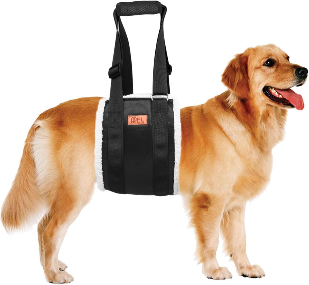 Adjustable Dog Lift Harness Dog Sling for Large Dogs Hind Leg Support Soft Lift Support and Rehab Harness for Weak Rear Legs, Helps Senior, Injured, Disabled and After ACL Surgery Dogs Large (Black)