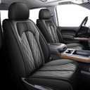 TTX LIGHTING Seat Covers Fit for 2007-2025 2026 Chevrolet Chevy Silverado GMC Sierra 1500 2500HD 3500HD Leather Truck Seat Covers Full Set (#073 Black&Grey, 5 Seats)