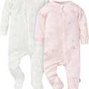 Gerber baby-girls Baby Unisex 2-pack 2-way Zip Textured Sleep 'N Play (6-9 Months)