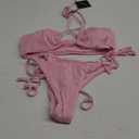 ZAFUL Women's Bandeau Bikini Set O Ring Strapless Swimsuit Tie Side Swimwear Halter Two Piece Bathing Suit (X-Large, 446_pink)