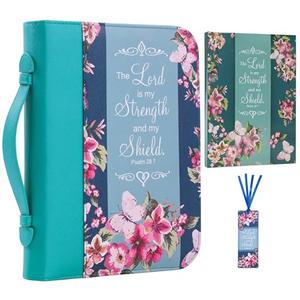 Faithful Hers Bible Cover Case for Women 3pcs Bible Bag Set with Notebook and Bookmark Woman PU Leather Book Carrying Case for Lady Bible Case Christian Gifts for Christmas Thanksgiving Day