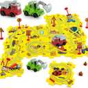 Plastic Puzzles for Kids Ages 3-5 with Toy Cars (Excavator + Dump Truck), Toddler Puzzle Track Car Play Set, Critical Thinking Educational Toys, Toys for 3 4 5 6 Year Old Boys Girls