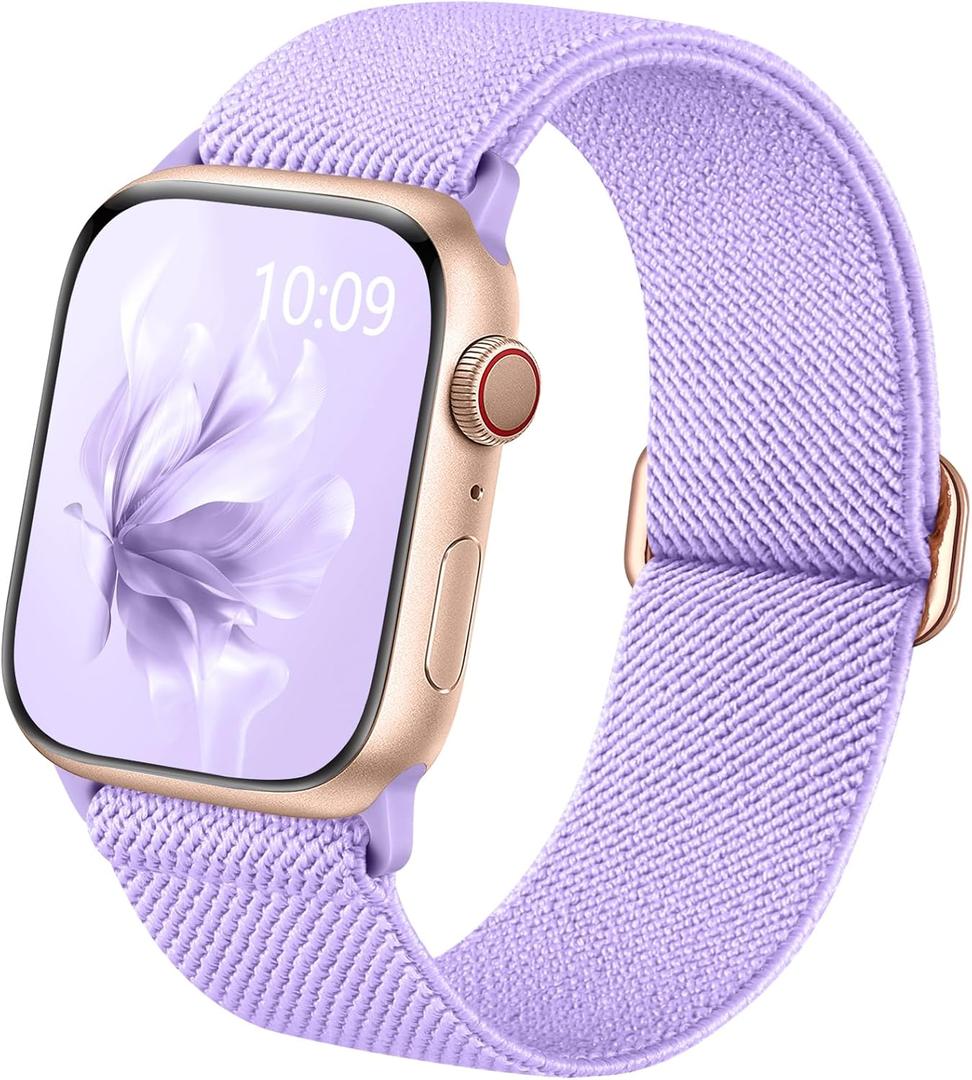3 x Wepro Stretchy Solo Loop, Compatible with Apple Watch Band 38mm 40mm 41mm 42mm 44mm 45mm 46mm 49mm for Women Men, Soft Nylon Elastic Breathable Strap for iWatch Series SE 10 9 8 7 6 5 4 3 2 1 Ultra (Lavender Purple)
