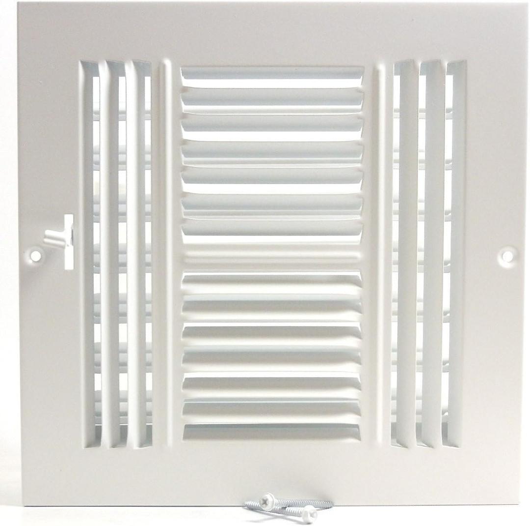 HVAC Premium 8"w X 8"h 4-Way AIR Supply Grille - Vent Cover & Diffuser - Flat Stamped Face - White [Outer Dimensions: 9.75"w X 9.75"h]