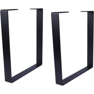 Osring 16 Inch Coffee Table Legs U-Shaped, 2pcs Solid Steel Table Legs for Furniture, TV Stand and Bench, Black