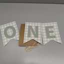 Sage Green Gingham One High Chair Banner - Green Gingham First/1st Birthday Decoration, Boy/Girl First/1st Birthday Highchair Banner