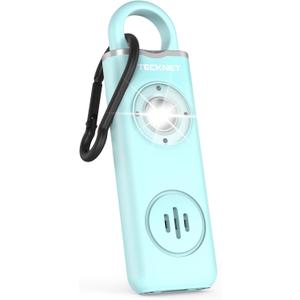 TECKNET Rechargeable Personal Safety Alarm for Women, 130dB Self Defense Keychain Alarm with SOS Strobe Light, Low Battery Notice, Personal Alarm Loud Siren Safety Keychain for Girls Kids Elderly (Blue)