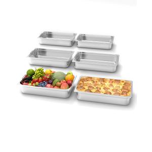 Takywep6 Pack Hotel Pans,4" Deep Full Size Steam Table Pans,Full Size Food Pan,Half Size Hotel Pans[NSF Certified],Catering Food Pan Commercial Stainless Steel,Handle + No Lid