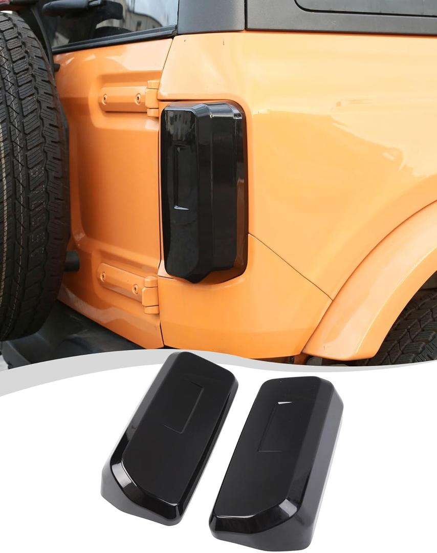 Hoolcar Tail Light Cover Rear Lamp Guard Protector Trim Frame Bezel Exterior Accessories Compatible with 2021-2023 Ford Bronco, Smoked Black (Fit for Halogen Lamps Car)