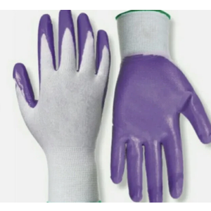Red Steer Nitrile Palm Gardening Gloves Purple White Medium 10 Pairs Women