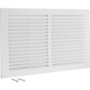 EZ-FLO 14 x 6 Inch (Duct Opening) Return Air Vent Cover for Wall or Ceiling, Solid Steel Return Air Grille, HVAC Vent Cover, White, 61628