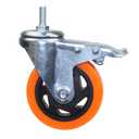 Heavy Duty Stem Caster Wheels M10-1.5X25mm Dual Locking No Noise PVC Threaded Stem Caster Wheels Pack of 4 for Workbench, Dolly, Furniture (4 Inch, Orange)