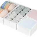 DIMJ Drawer Organizers - Set of 4 Fabric Closet Organizers and Storage, Drawer Dividers for Baby Clothes, Socks, Belt, Tie (White)