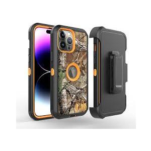 for iPhone 12 Case, iPhone 12 Pro Case, with Built in Screen Protector Heavy Duty Drop Protection Shockproof Dust Proof Protective Phone Cover for Apple iPhone 12/12 Pro (Black/Orange)