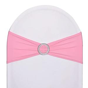 SweetEasy 50pcs Pink Spandex Chair Sashes Stretchable for Wedding Party Banquet Decoration Fitted Elastic Bulk Chair Cover Band Bows for Baby Shower Engagement Event Home Dining Decor Wholesale