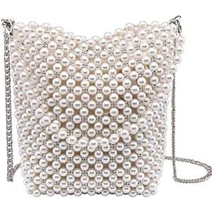 CHIC DIARY Women Pearl Clutch Purse Beaded Crossbody Bag Bridal White Shoulder Bag with Top-Handle for Party Wedding CHIC DIARY Women Pearl Clutch Purse Beaded Crossbody Bag Bridal White Shoulder Bag with Top-Handle for Party Wedding
