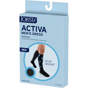 JOBST ACTIVA Men's Dress 8-15 mmHg Compression Socks Knee High Closed Toe (Medium, Black)