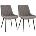 Giantex Dining Chair Set of 2, Faux-Leather Fabric Kitchen Dining Room Chairs, Upholstered Leisure Chairs w/Metal Legs