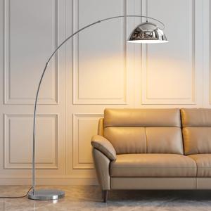 Dujunlinghang Silvery Chrome Large Arc Floor lamp, 20W Remote Control Bulb