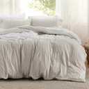 Bedsure Striped Boho Duvet Cover Queen Size - Tufted Boho Bedding Set, 3 Pieces Shabby Chic Home Bedding for All Seasons, Includes 1 Queen Duvet Cover & 2 Pillowcases (Light Beige, 90" x 90")