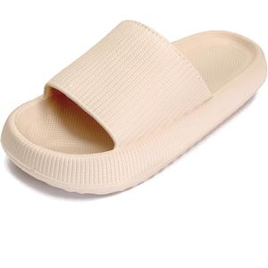 Cloud Slippers for Women and Men, Pillow House Slippers Shower Shoes Indoor Slides Bathroom Sandals, Ultimate Comfort, Lightweight, Thick Sole, Non-Slip, Easy to Clean, Beige US 9M 10.5W