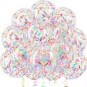 Rainbow Confetti Balloons, 12 Inch Multicolor Candyland Ice Cream Sprinkle Colorful Long Confetti Glitter Latex Balloons for Men Women Birthday Party Wedding Baby Bridal Shower Graduation Decorations