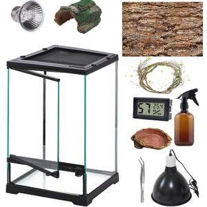 SARUFO Reptile Terrariums Tank (10 PCS) Front Opening Door 8"x8"x12" Amphibian Tank Starter Kit, Suitable for Small Reptiles Such as Geckos, Snakes, Lizards, Chameleons, Serpents (8 * 8 * 12 inchs)
