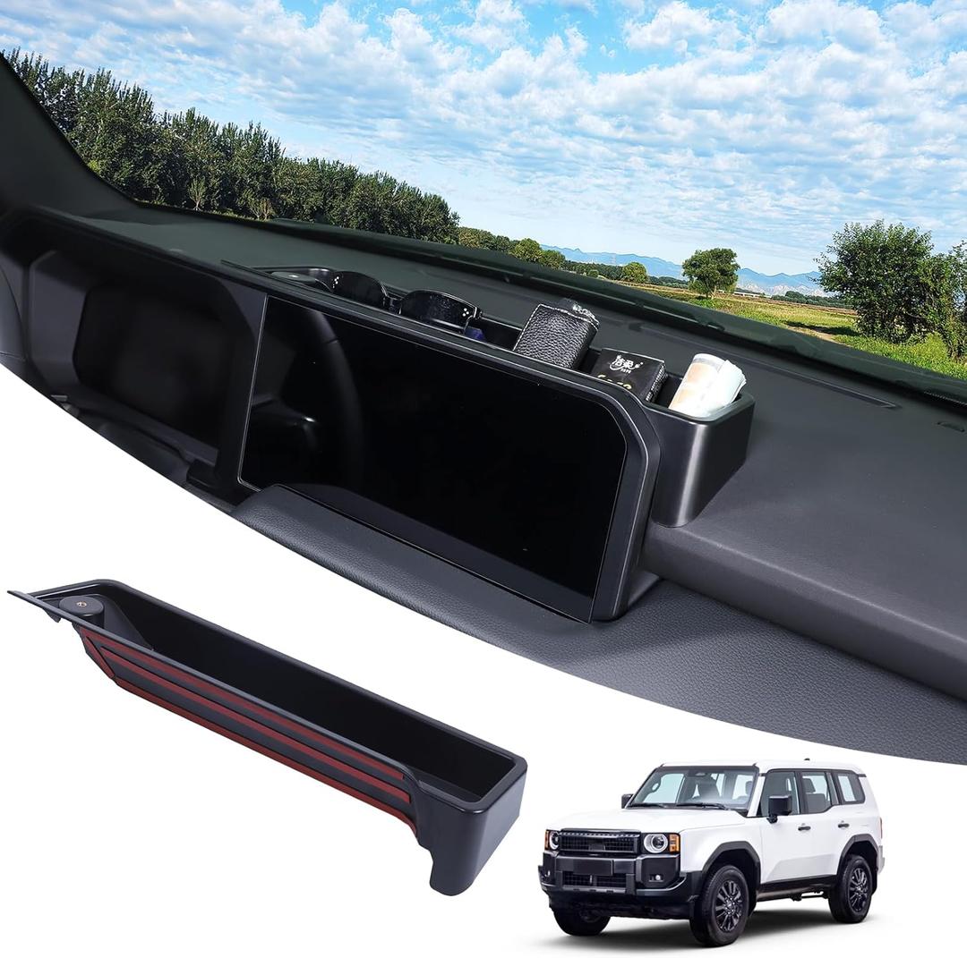 Dashboard Storage Box Compatible with Toyota Land Cruiser 250 Prado LC250 J250 2024 2025, ABS Center Console Organizer Tray Navigation Screen Behind Storage Box