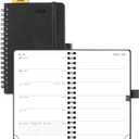 POPRUN 2026 Planner Weekly Notebook (Jan-Dec), Small Size 4''x 6.25'' - 2026 Pocket Calendar for Purse with Spiral Soft Cover, Plastic Ruler, Inner Pocket, 100 GSM - Black