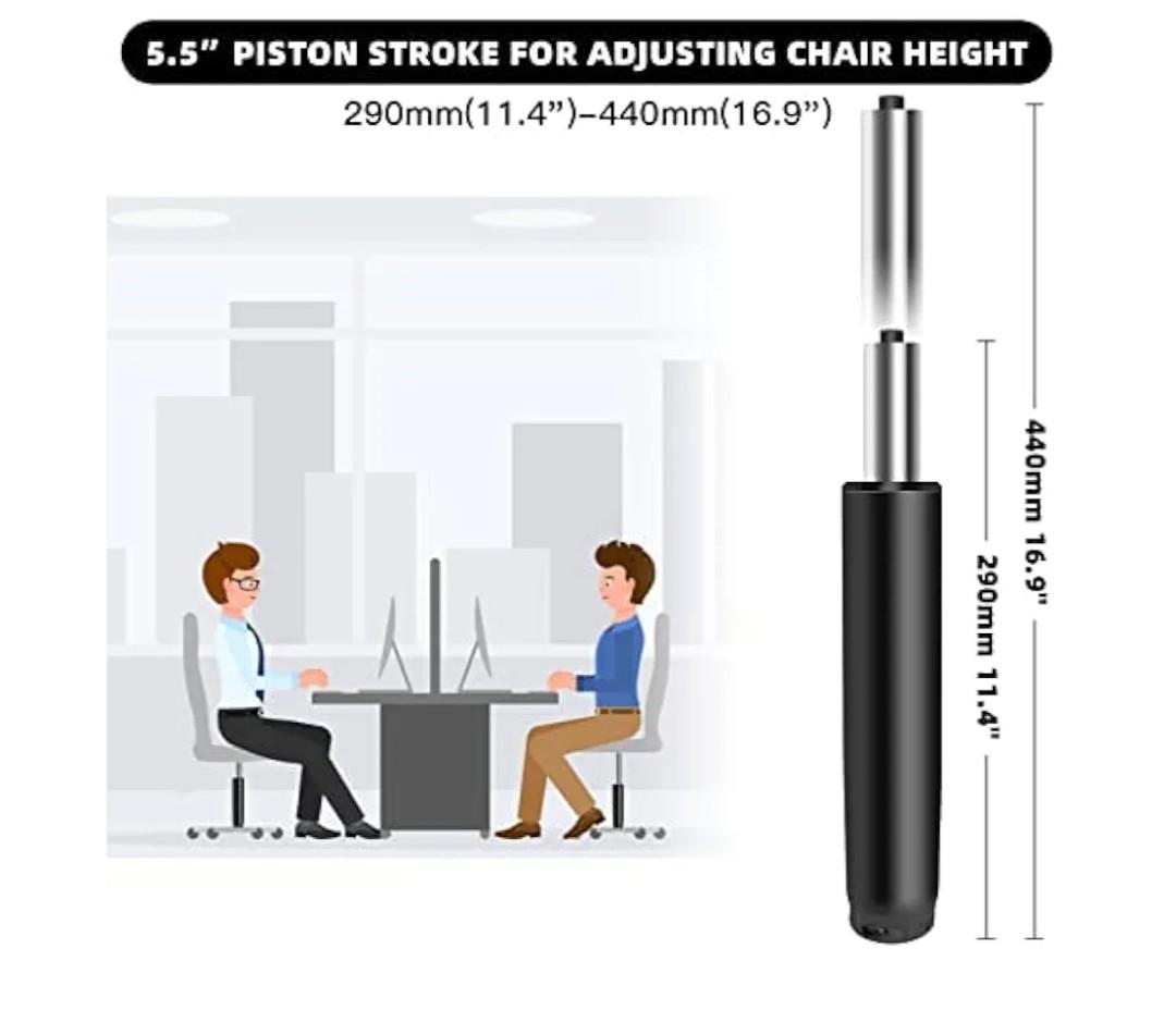 5.5 inch Office Chair Gas Lift Cylinder- Replacement Parts,Universal Size Fits Most Chairs,Heavy Duty Gas Lift Hydraulic/Pneumatic Piston (Black)