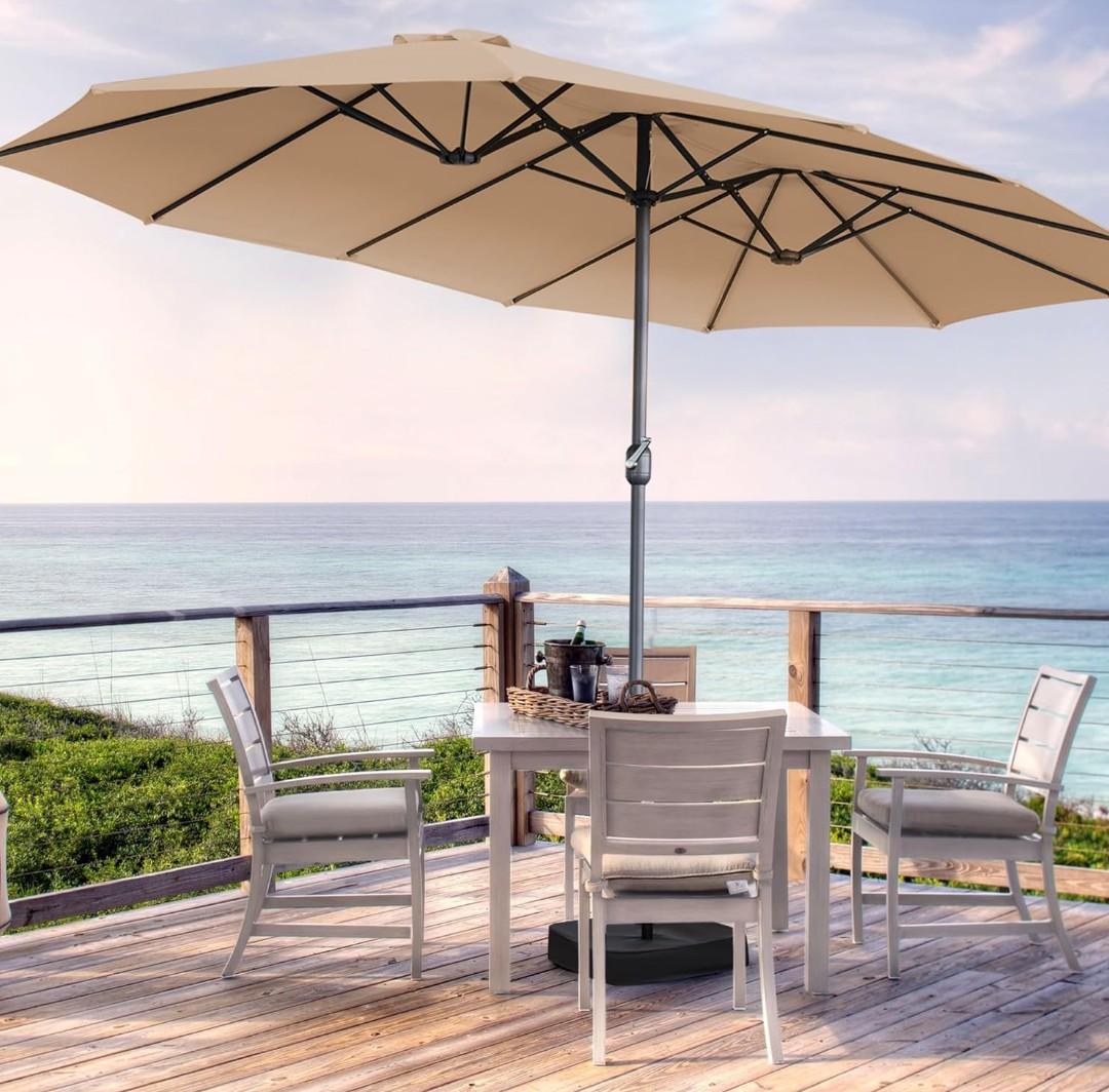 15ft Large Patio Umbrella, Double Sided Big Umbrella For Patio, Extra Large Outdoor Umbrella