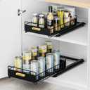 Under Sink Organizer, 2 Packs Under Sink Organizers and Storage, Slide Out Pull Out Cabinet Organizer Shelf with Metal Drawers for Kitchen Bathroom Pantry, Black